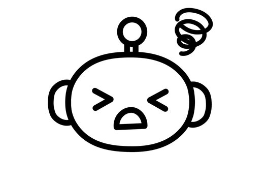 Cute robot face icon with dizzy expression for system error