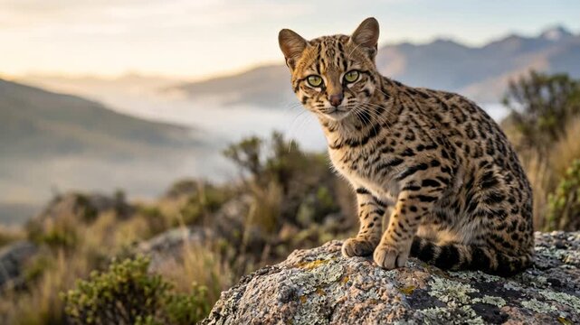 bolivian leopardus tigrinus or tilcayo cat close up at morning light in bolivia video