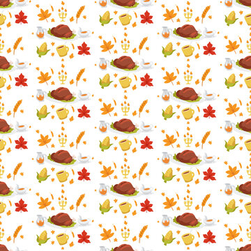 Transparent Thanksgiving dinner seamless pattern overlay