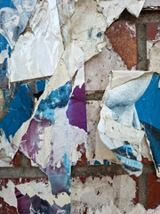 Torn and ripped street poster background, messy old paper collage art © DaliCeMedia