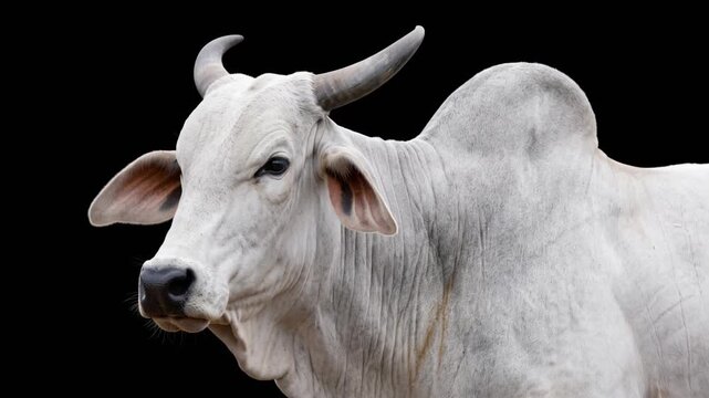 nelore cattle close up isolated on black background video