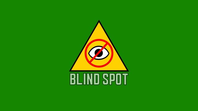 Blind spot car safety warning signs with yellow triangle icons
