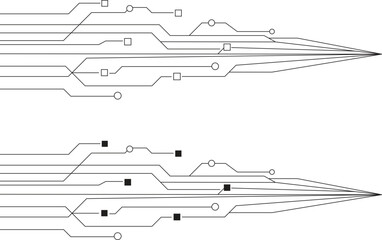 Obraz premium Circuit board pattern with linear elements on a white background