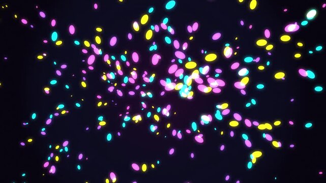 Glowing Neon Particle Field Motion Graphics Background Featuring Pink Cyan and Yellow Floating Orbs
