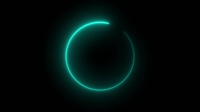 4k ultra hd 3840x2160 cyan neon circle loading animation glowing ring spinner symbol dark background motion graphic element video
