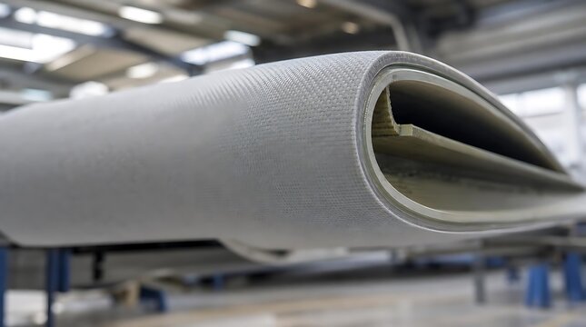 Composite wing component part in industrial factory setting