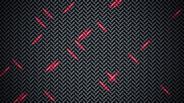 Carbon fiber texture motion background with glowing red led lights loop