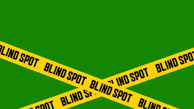 Blind spot car safety caution tape on transparent background