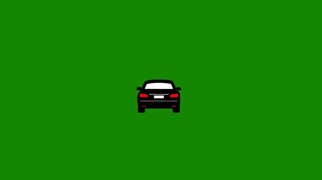 Blind spot car safety warning system animation on green screen