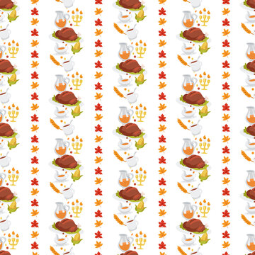 Transparent Thanksgiving food striped seamless pattern overlay