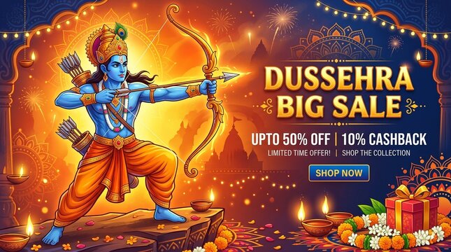 Vector illustration of Happy Dussehra Sale banner template