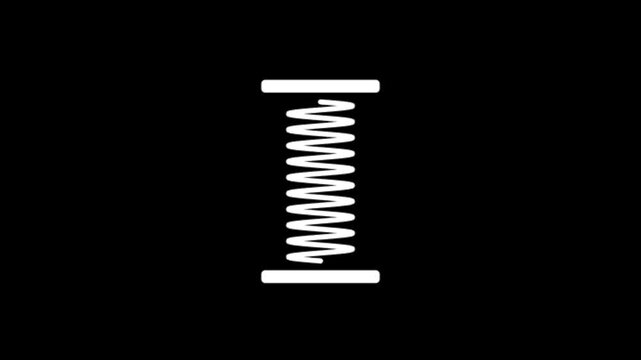 Minimalist white thread spools animation over black background