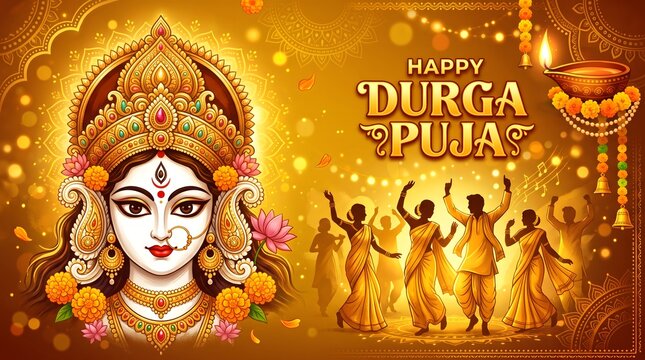 Celebrating the divine feminine energy with joyous durga puja festivities wishing everyone happiness prosperity and blessings during this auspicious time