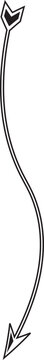 Curved double-ended arrow vector illustration with black outline