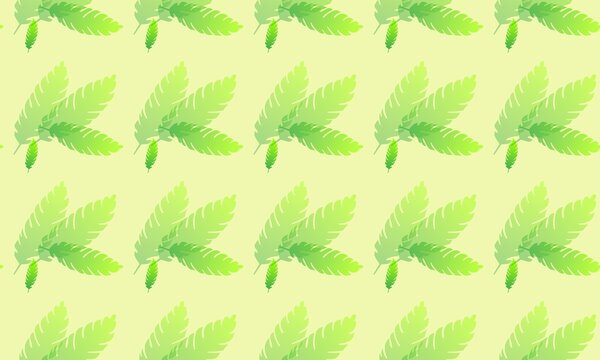 Seamless tropical green hemp leaf pattern illustration background design