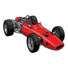 Fototapeta premium Red Formula Racing Car With Exposed Engine Vector Clipart