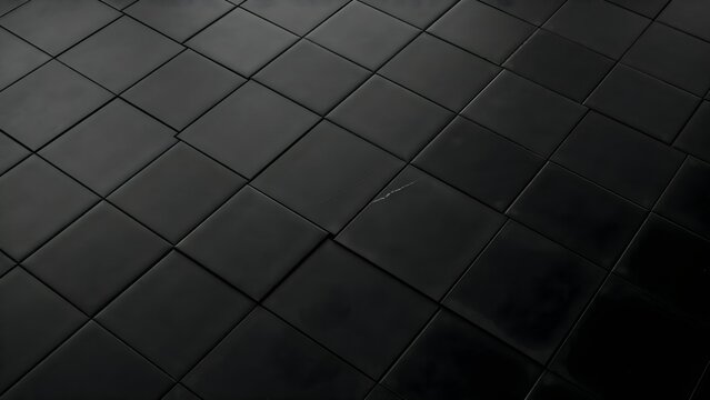 Modern black tiled flooring with subtle reflections and smooth surface texture