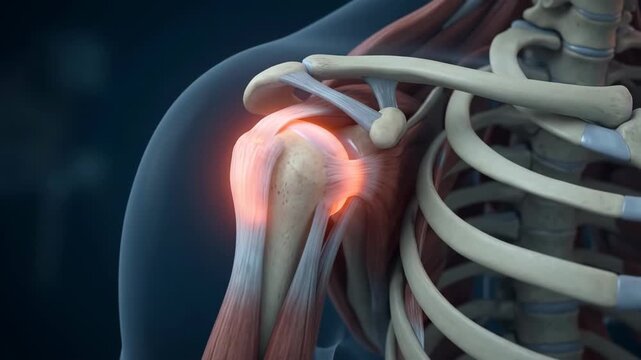 Human shoulder joint pain medical animation
