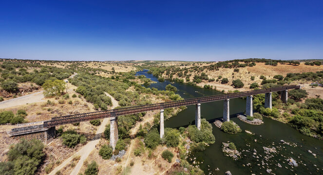 Guadiana Railway Bridge near Beja, Moura Branch, National Route 260, Alentejo, Portugal