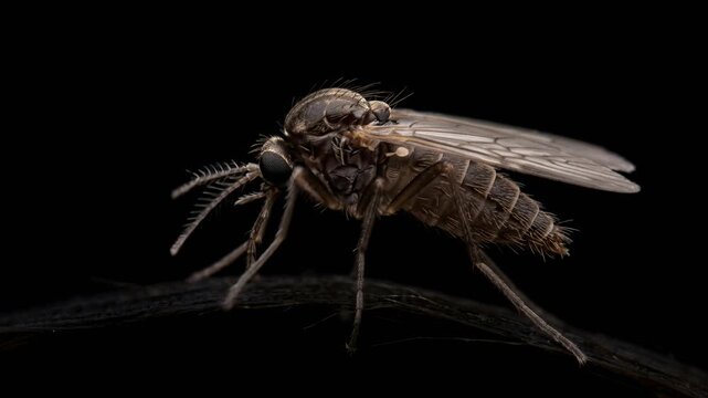 no see ums insect macro close up isolated on black background video