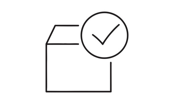 Simple checkmark inside open box icon design illustration