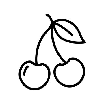Fresh cherry fruit pair icon outline design for food graphic.