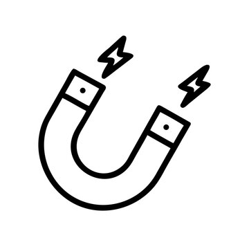 Magnet icon in black outline for scientific energy concept art.