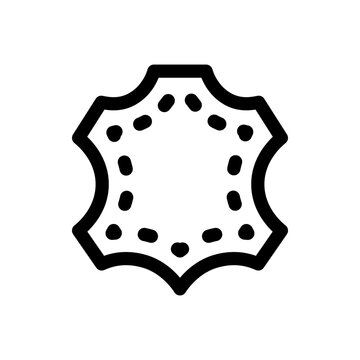 Vector genuine leather label line icon. Minimal black outline animal skin certification symbol. Hide, pelt, rawhide material emblem. Simple label, fashion tag, premium craft workshop sign