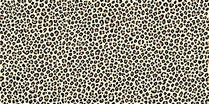A seamless leopard print pattern features irregular black rosettes on a light beige background creating a wild aesthetic animalprint cheetah jaguar feline spots