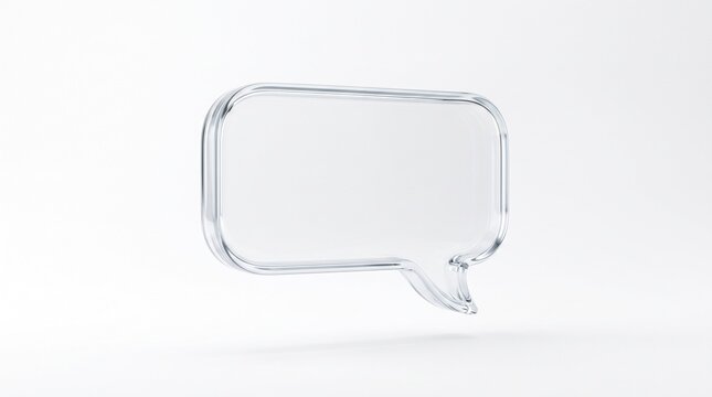 A transparent glass speech bubble isolated on a white background.