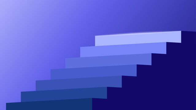 Staircase that goes up to the top. Business strategy growth. Growing company to reach the goals or target. Blue gradient staircase background vector for business, corporate, presentation, etc purpose.
