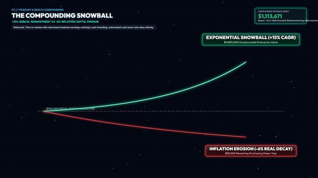 Conceptual visual representation of financial compounding effect showing a snowball growing into a massive sphere as it rolls, symbolizing long term investment growth and wealth accumulation strategy