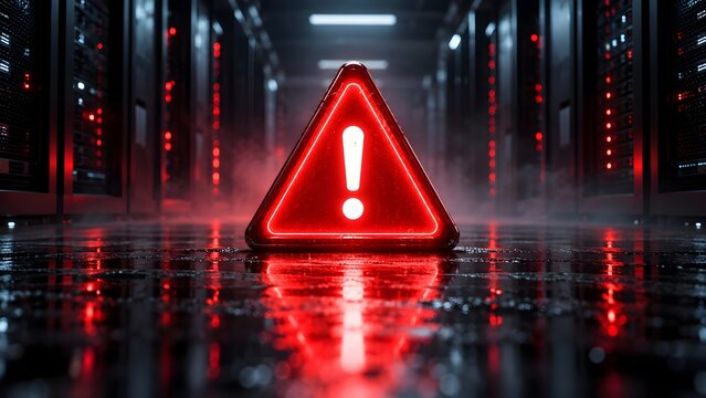 Critical System Error And Cybersecurity Threat Alert In Modern Corporate Data Center Environment