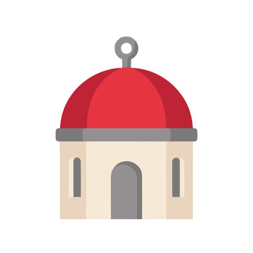 Flat icon of a building with a red dome