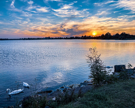 sunset over the Banter see, wilhelmshaven 