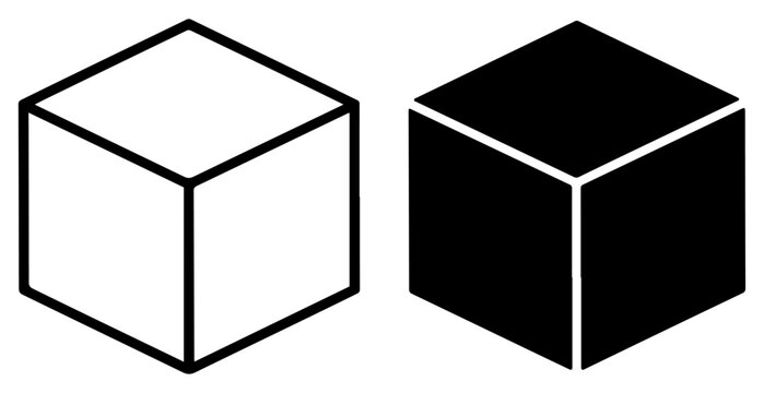 cube geometric outline filled vector icon