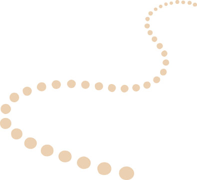 A minimalist dotted wavy line made of beige circles creates a flowing decorative curved path