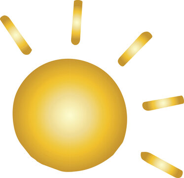 A glossy golden sun icon features a large glowing circular center surrounded by simple rounded rays.