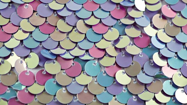 Colorful Round Sequin Fabric Close-up for Fashion and Craft Projects