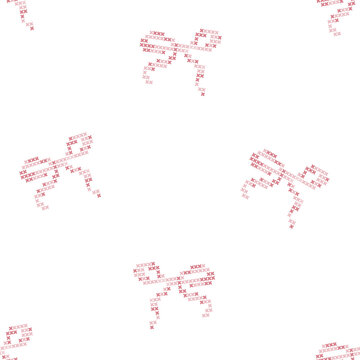 Pink Cross Stitch Bow Seamless Pattern, Cute Coquette Ribbon Embroidery on White Background
