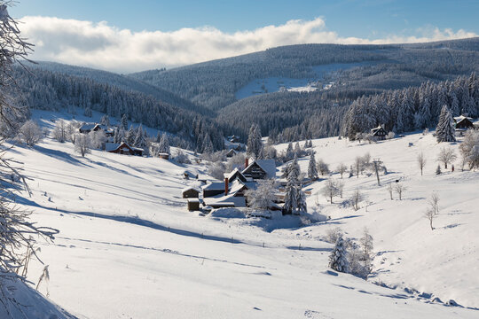 Winter landscape around Horni Mala Upa, Giant Mountains (Krkonose), Northern Bohemia, Czech Republic