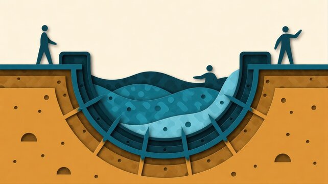 Cross-Section of an Earthquake Fault Line with Tectonic Plate Movement Illustration