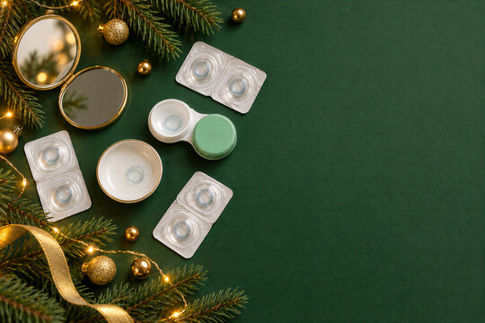 Christmas contact lens care flat lay