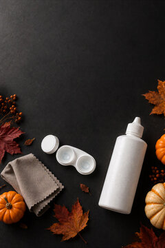 Autumn contact lens care flat lay