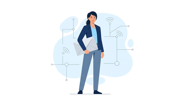 Professional Businesswoman Holding Envelope Digital Communication Concept