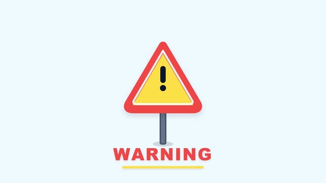 Warning sign illustration with exclamation mark and text against a light background