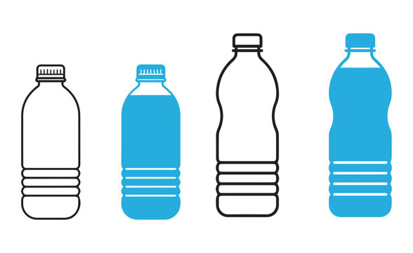 Plastic water bottles vector illustration design set with water bottle beverage container hydration