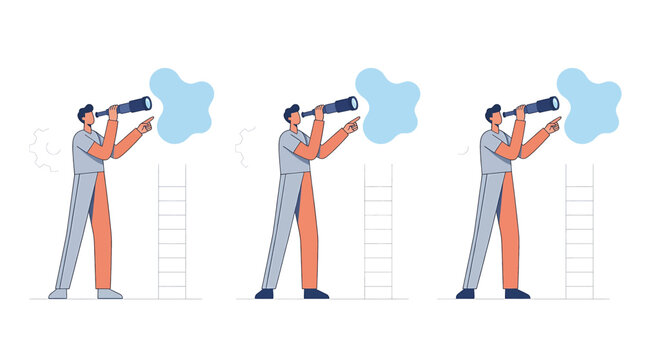 Strategy Development Concept with Business Professional and Ladder