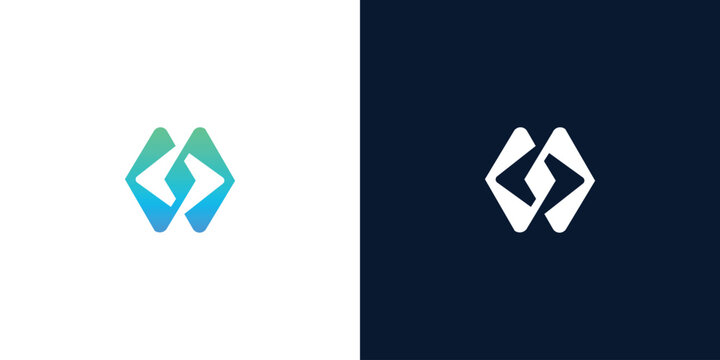 Modern geometric abstract letter S tech logo icon design symbol with gradient and monochrome variations
