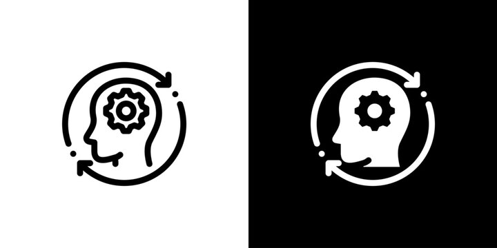 Behavior Change Brain icon concept with flat Black White Background. Vector illustration.